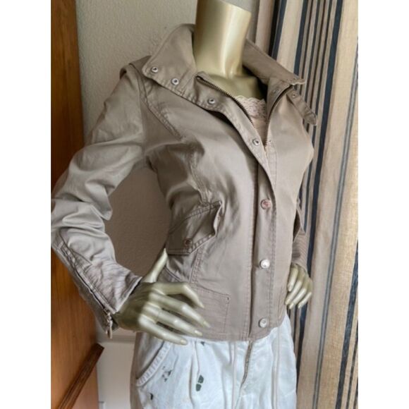 EUC White House Black Market Zip Front Military Jacket 10 - Picture 5 of 13